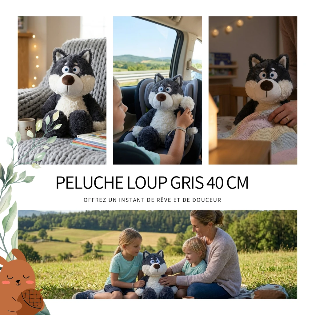Peluche Loup Gris 40 Cm - LSDLBoutique