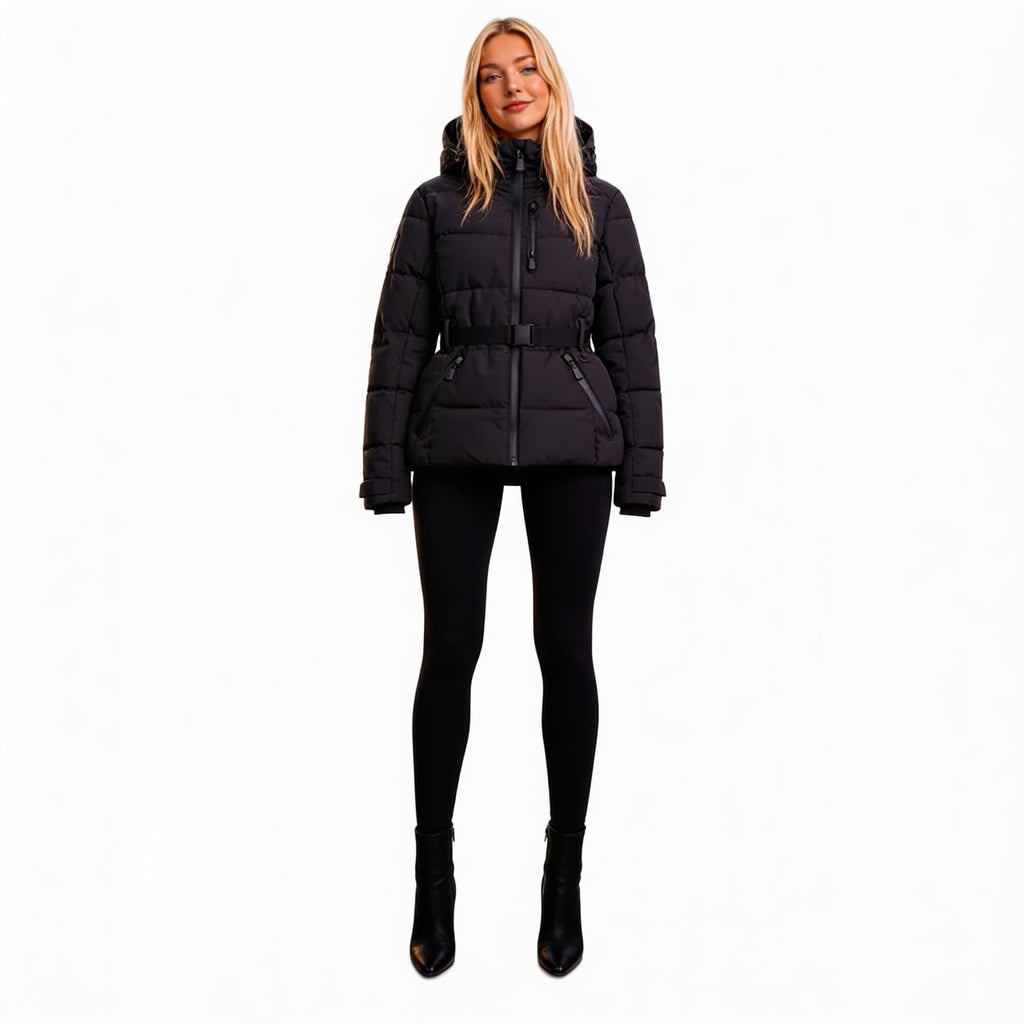 Parka matelassée à capuche et ceinture – 5 coloris – sur fond blanc