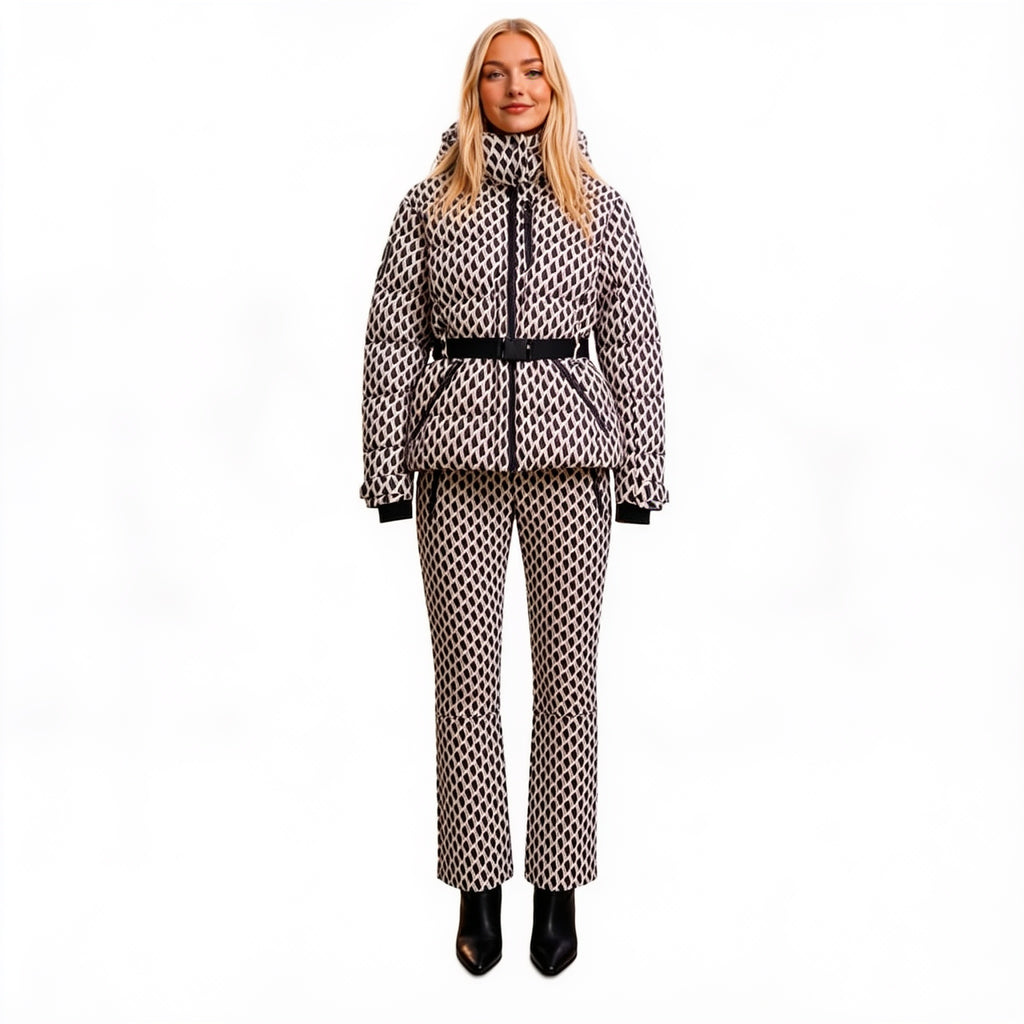 Ensemble parka et pantalon à capuche – 2 motifs – sur fond blanc