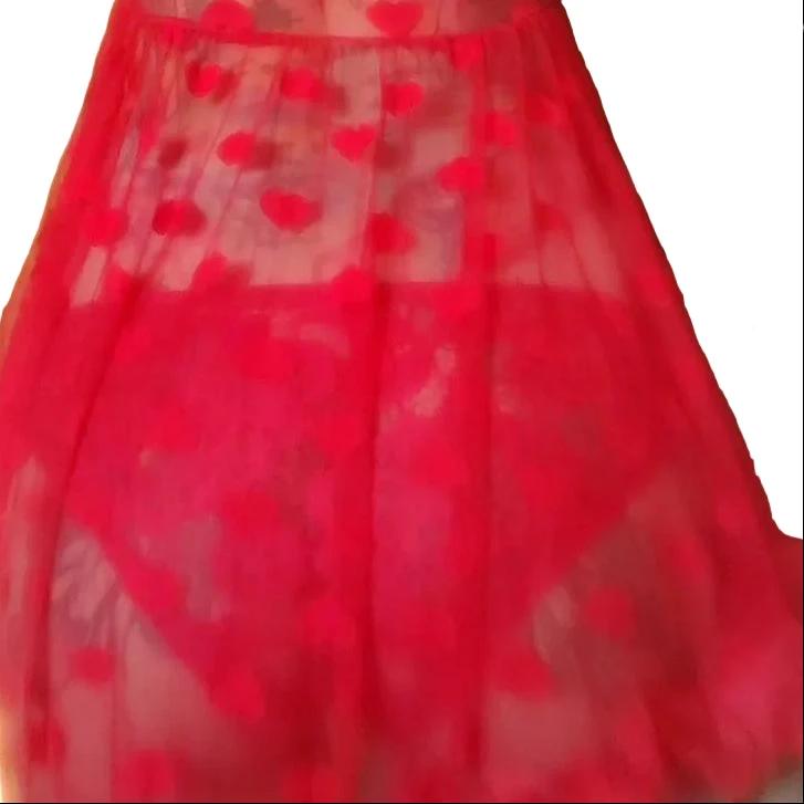 Les Secrets de Léa – nuisette rouge en tulle à cœurs – Valentina - LSDLBoutique