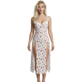 Les Secrets de Léa – Robe longue fendue imprimée fleurie blanche – Gabriella - LSDLBoutique