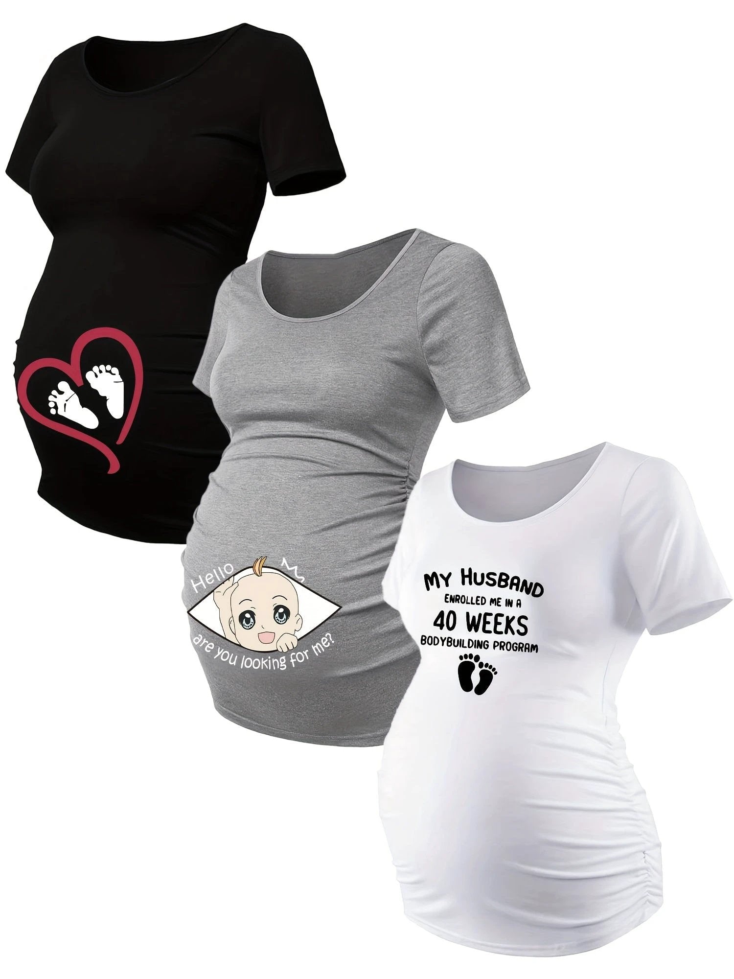 T Shirts Grossesse Lot De 3 Maille Stretch Alphabets - LSDLBoutique