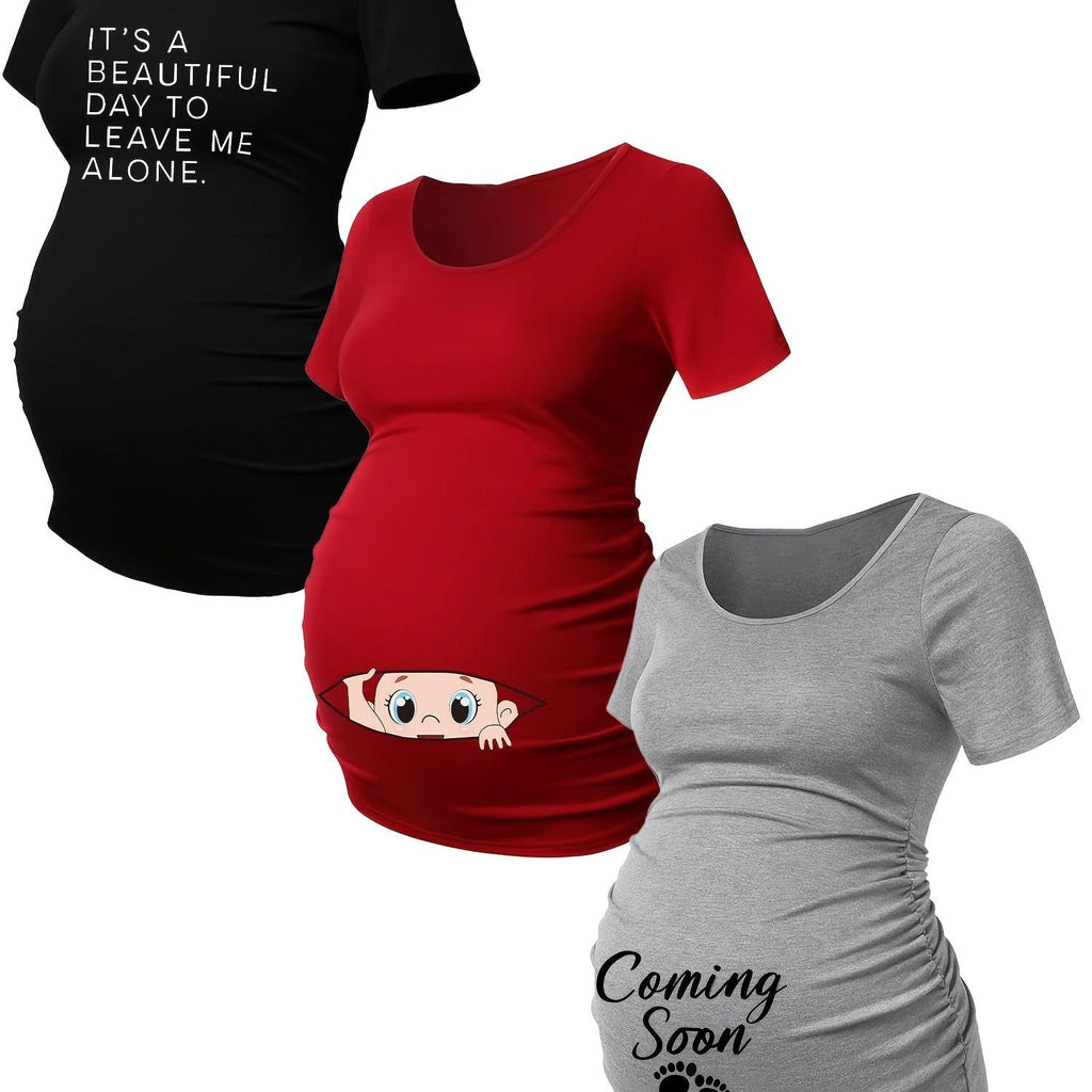T Shirts Grossesse Lot De 3 Maille Stretch Alphabets - LSDLBoutique