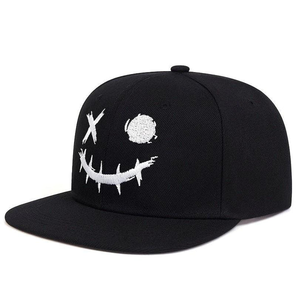 Casquette Hip-Hop Noire à Smiley Brodé - LSDLBoutique
