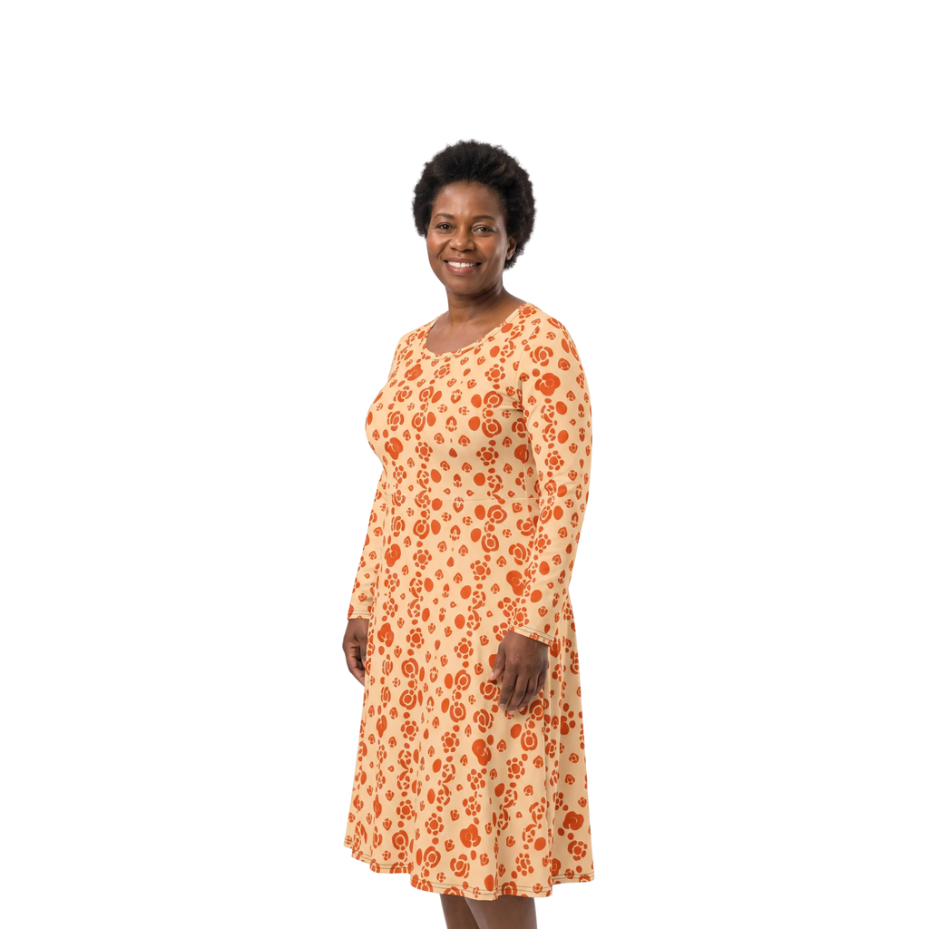 Langes Kleid mit langen Ärmeln, tailliert, mit Taschen – Nérine