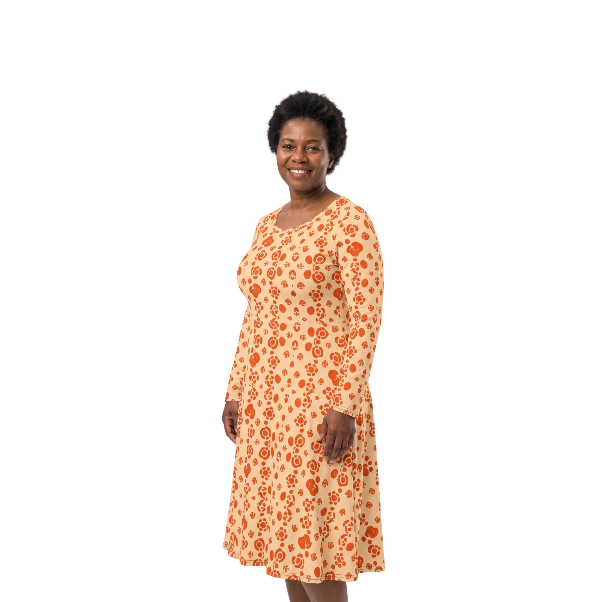 Langes Kleid mit langen Ärmeln, tailliert, mit Taschen – Nérine