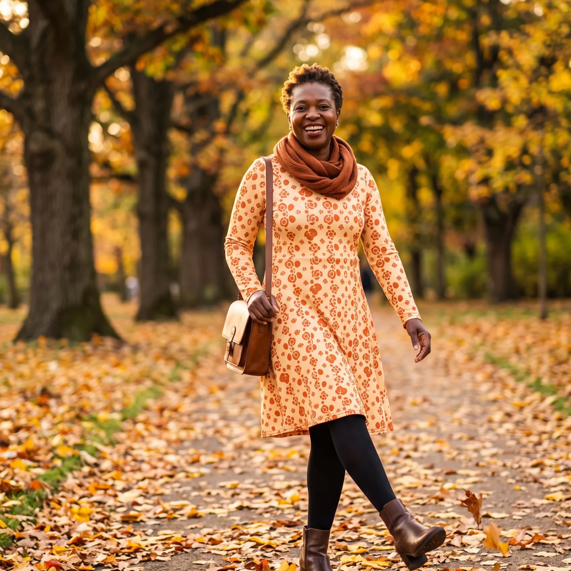 Langes Kleid mit langen Ärmeln, tailliert, mit Taschen – Nérine