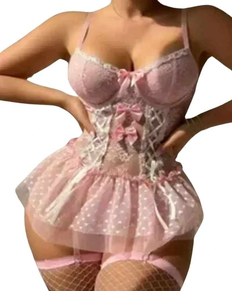 Isaline Corset Rose Pastel Avec Jupon en Tulle Raffiné - LSDLBoutique