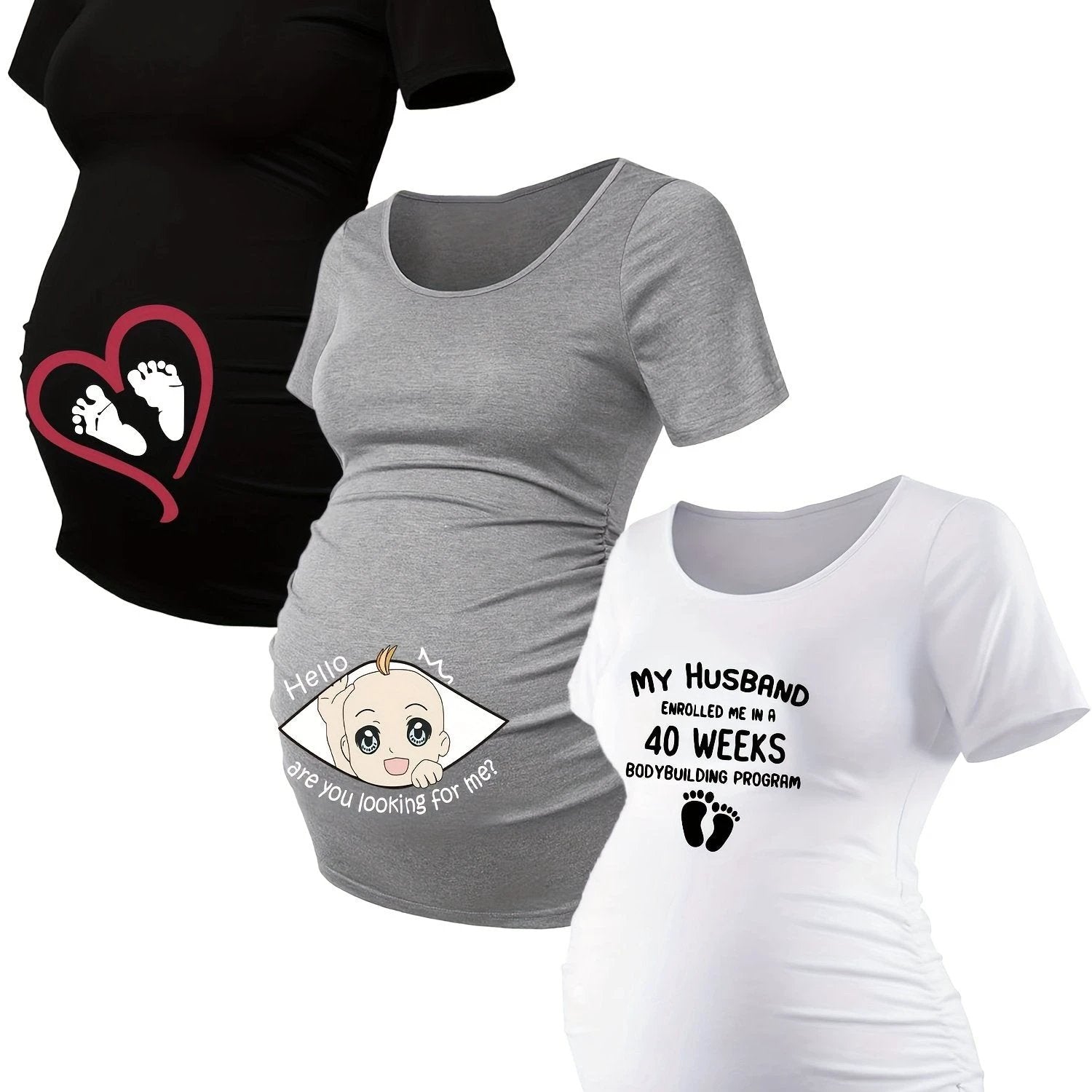 T Shirts Grossesse Lot De 3 Maille Stretch Alphabets - LSDLBoutique