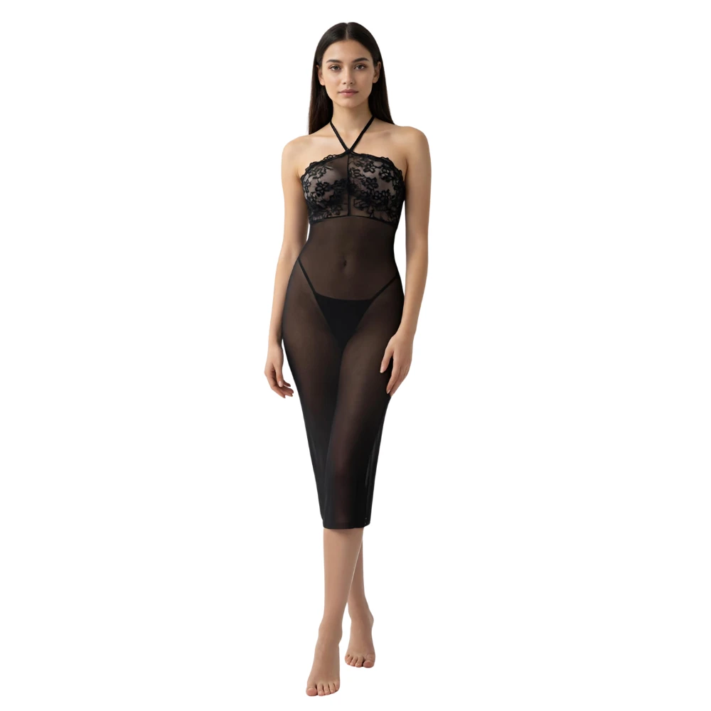 Les Secrets de Léa – Robe longue transparente en tulle – Dina - LSDLBoutique