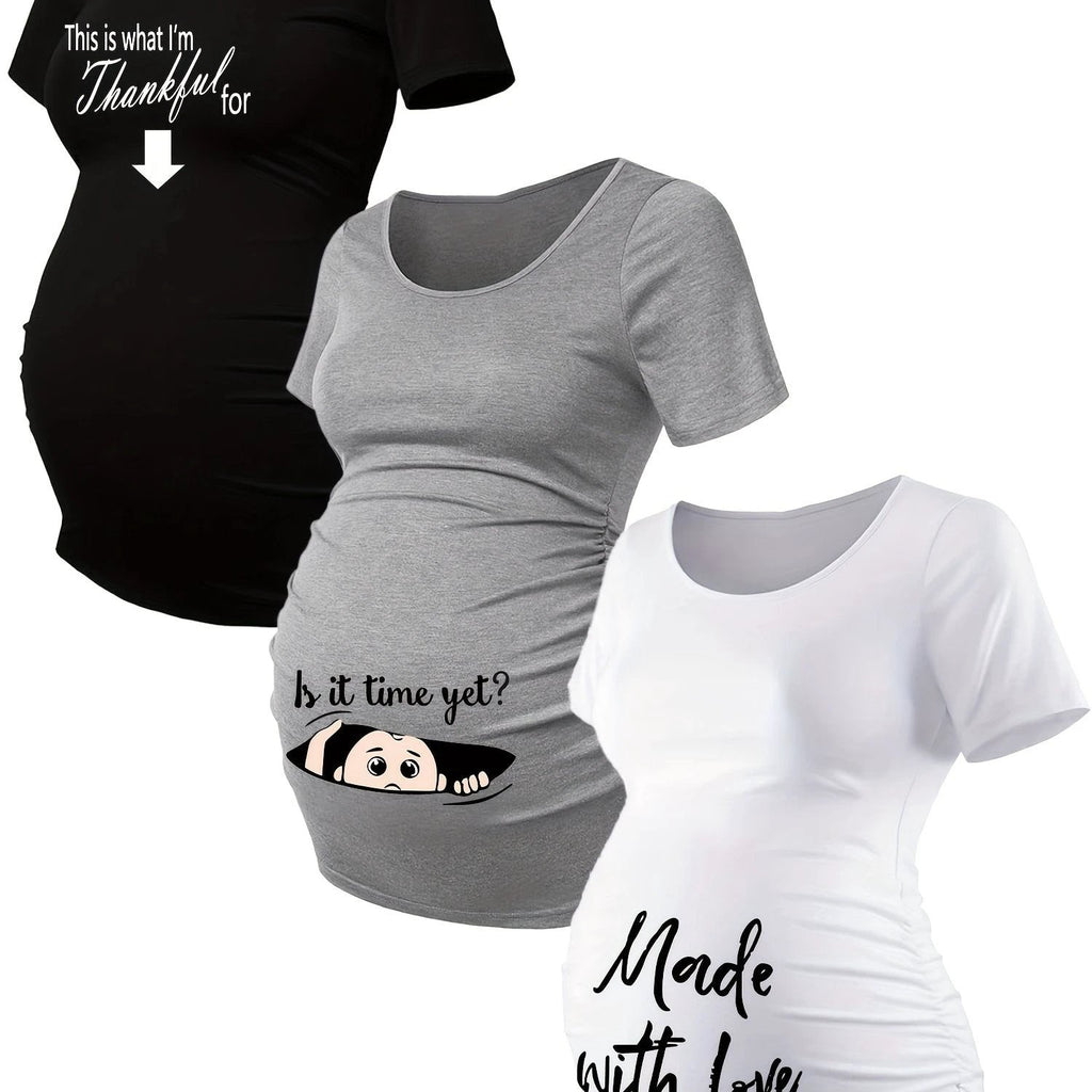 T Shirts Grossesse Lot De 3 Maille Stretch Alphabets - LSDLBoutique