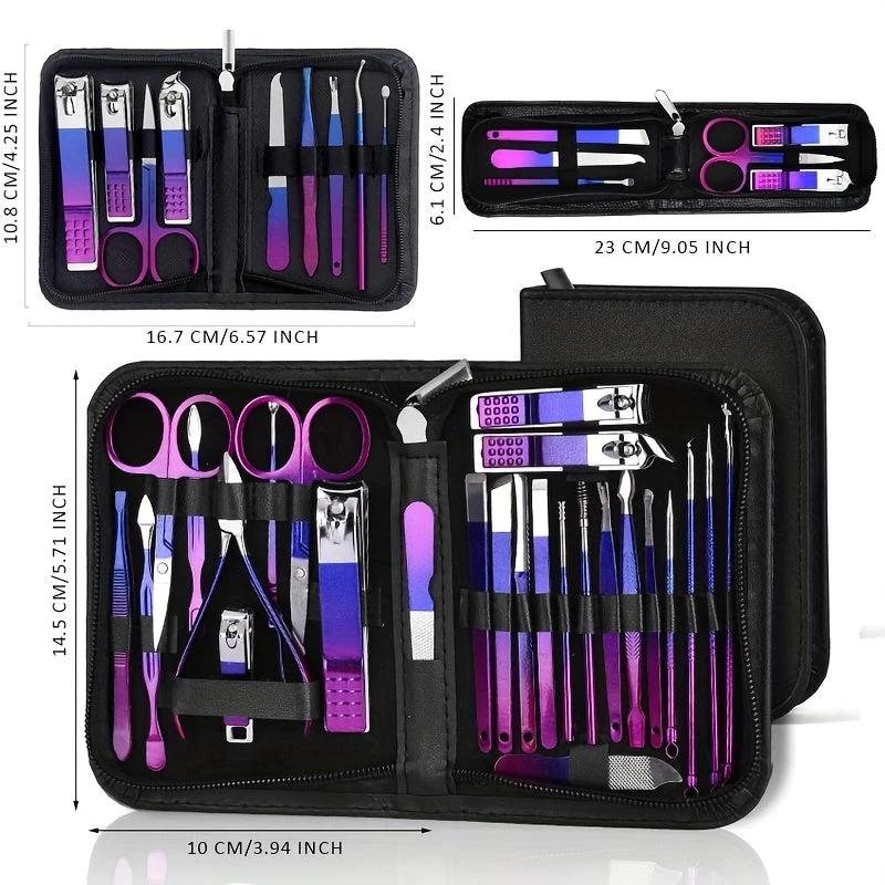Set Manucure Pédicure en Acier Inoxydable avec Étui - LSDLBoutique