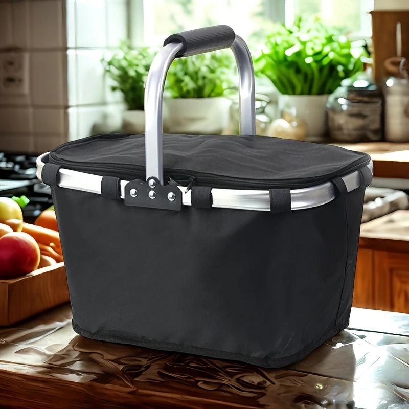 Panier Isotherme Pliant Avec Couvercle Zip Aluminium Oxford – vue 4 | Les Secrets de Léa