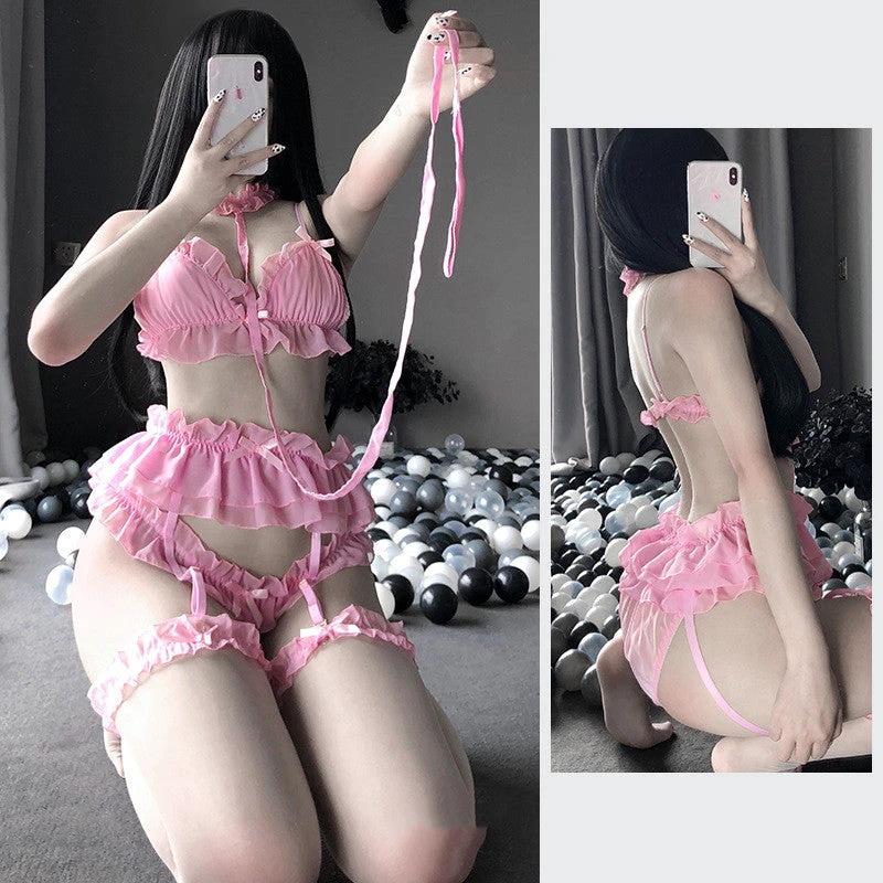 Les Secrets de Léa – Ensemble lingerie dentelle fine guêpière et tulle – Garance - LSDLBoutique