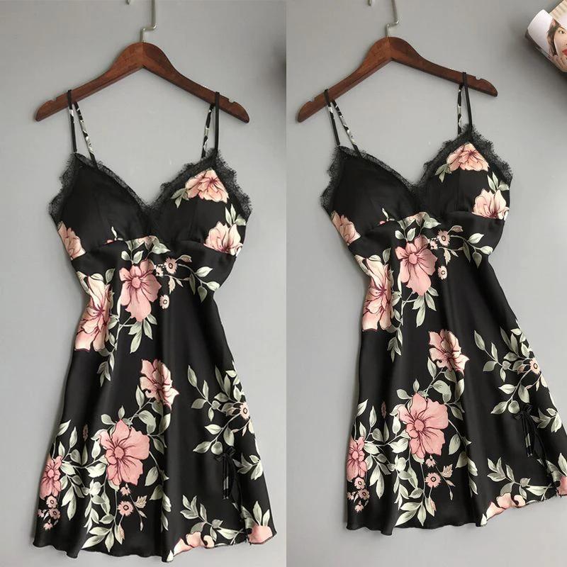 Les Secrets de Léa – Nuisette satin rose florale dentelle – Hortense - LSDLBoutique