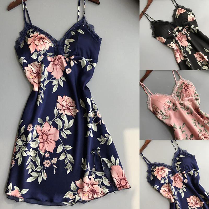 Les Secrets de Léa – Nuisette satin rose florale dentelle – Hortense - LSDLBoutique