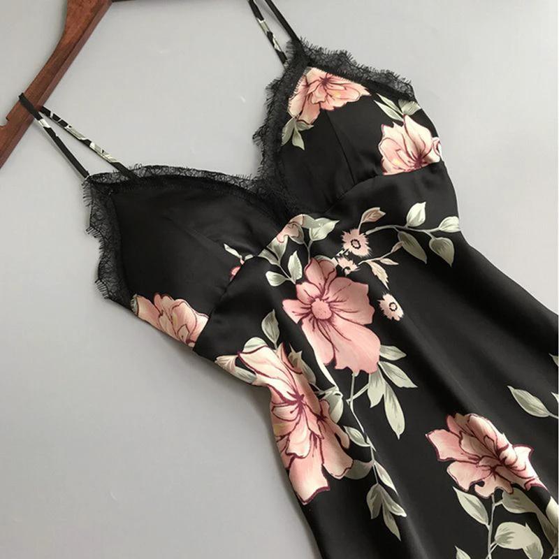 Les Secrets de Léa – Nuisette satin rose florale dentelle – Hortense - LSDLBoutique