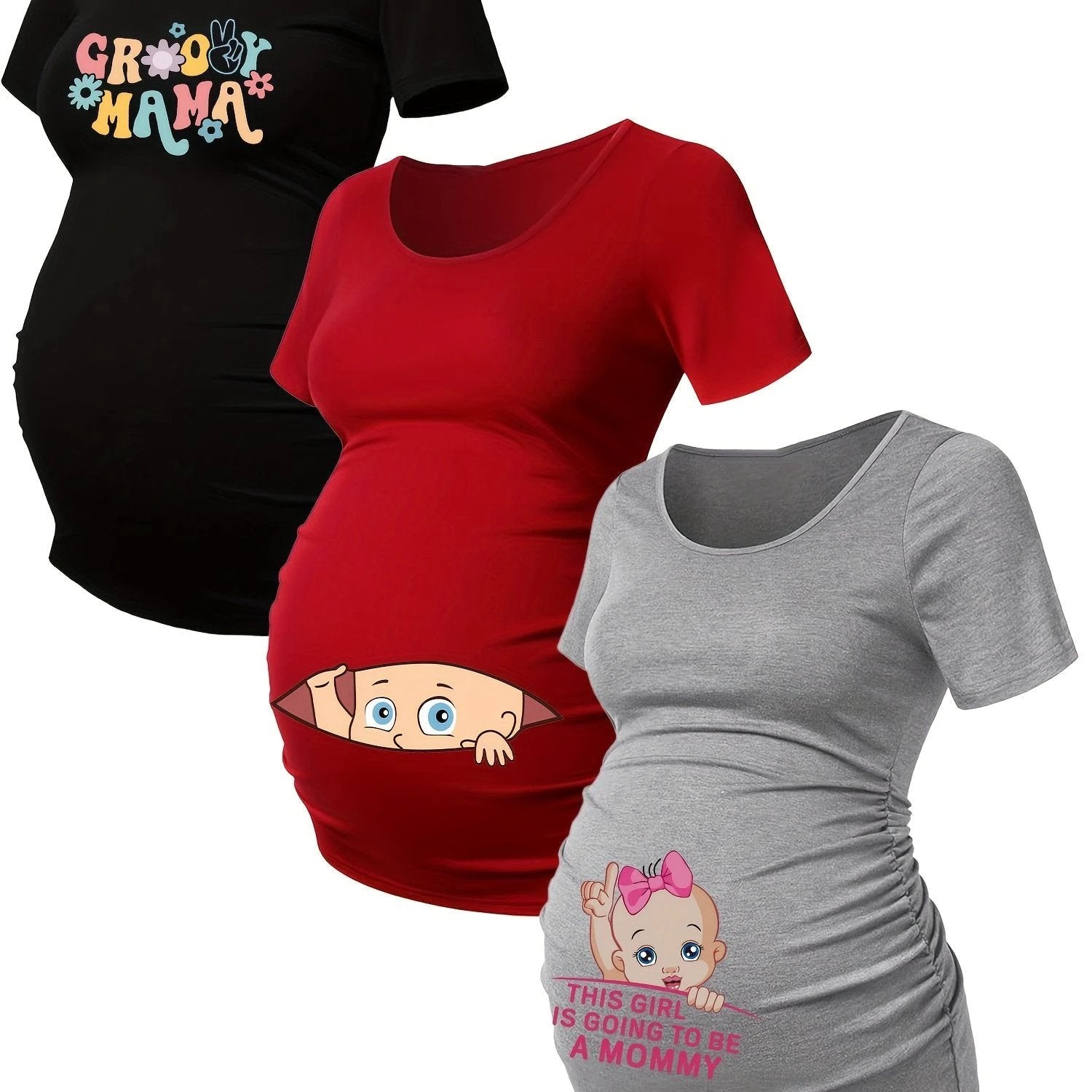 T Shirts Grossesse Lot De 3 Maille Stretch Alphabets - LSDLBoutique