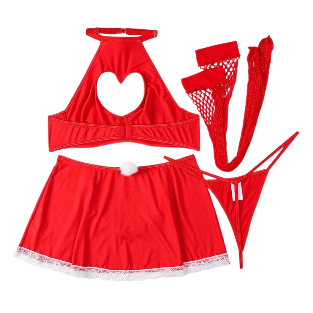 Les Secrets de Léa – Ensemble lingerie rouge 4 pièces avec découpe cœur – Alessandra – vue 5