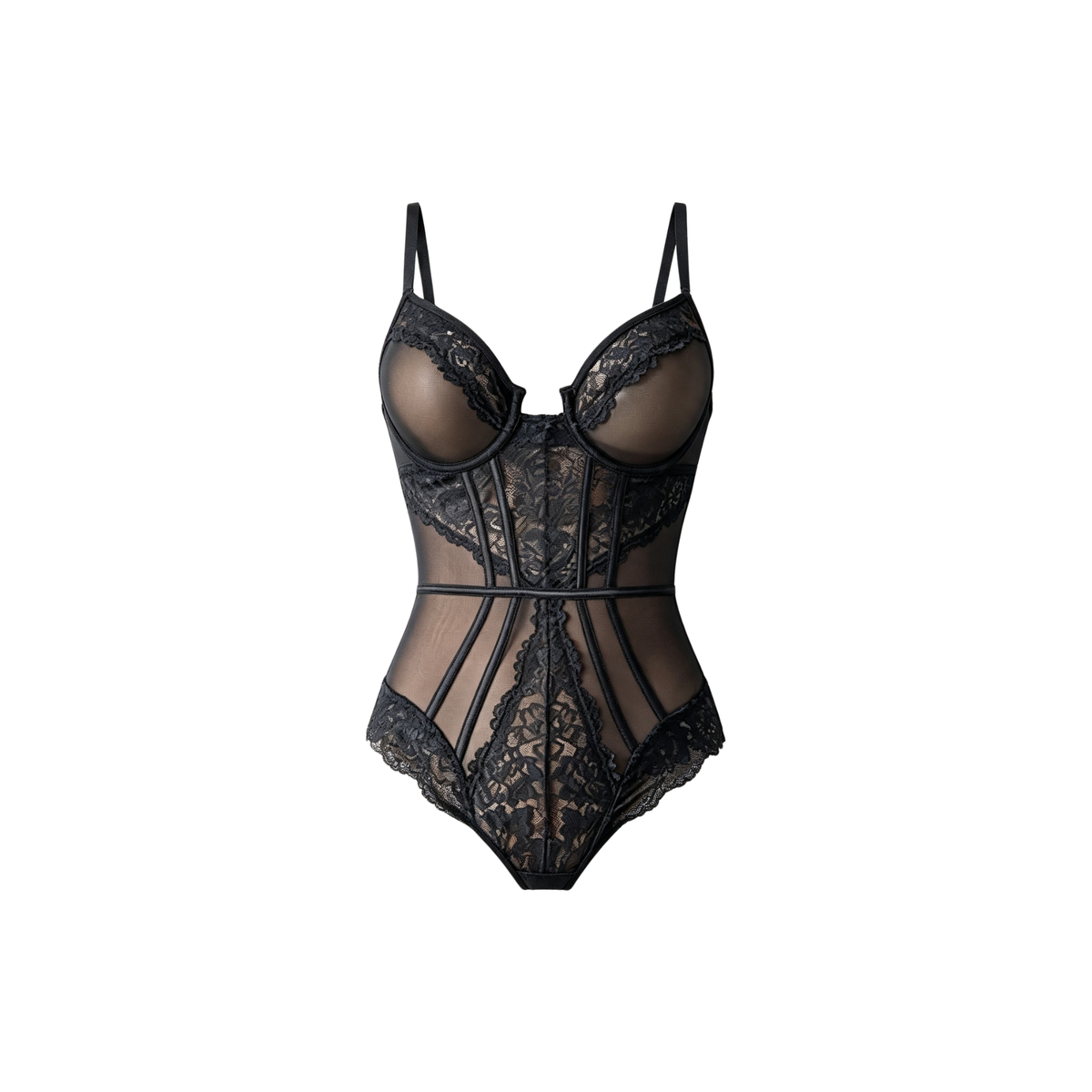 Body en dentelle noire à armatures – Maya