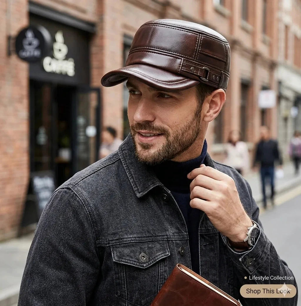 Casquette d'hiver en cuir véritable - LSDLBoutique
