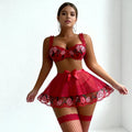 Les Secrets De Léa Ensemble Fanny Rouge Dentelle Fleuri - LSDLBoutique