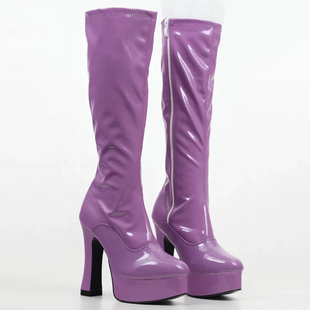 Bottes femme genou haut – Talons épais et plateforme - LSDLBoutique