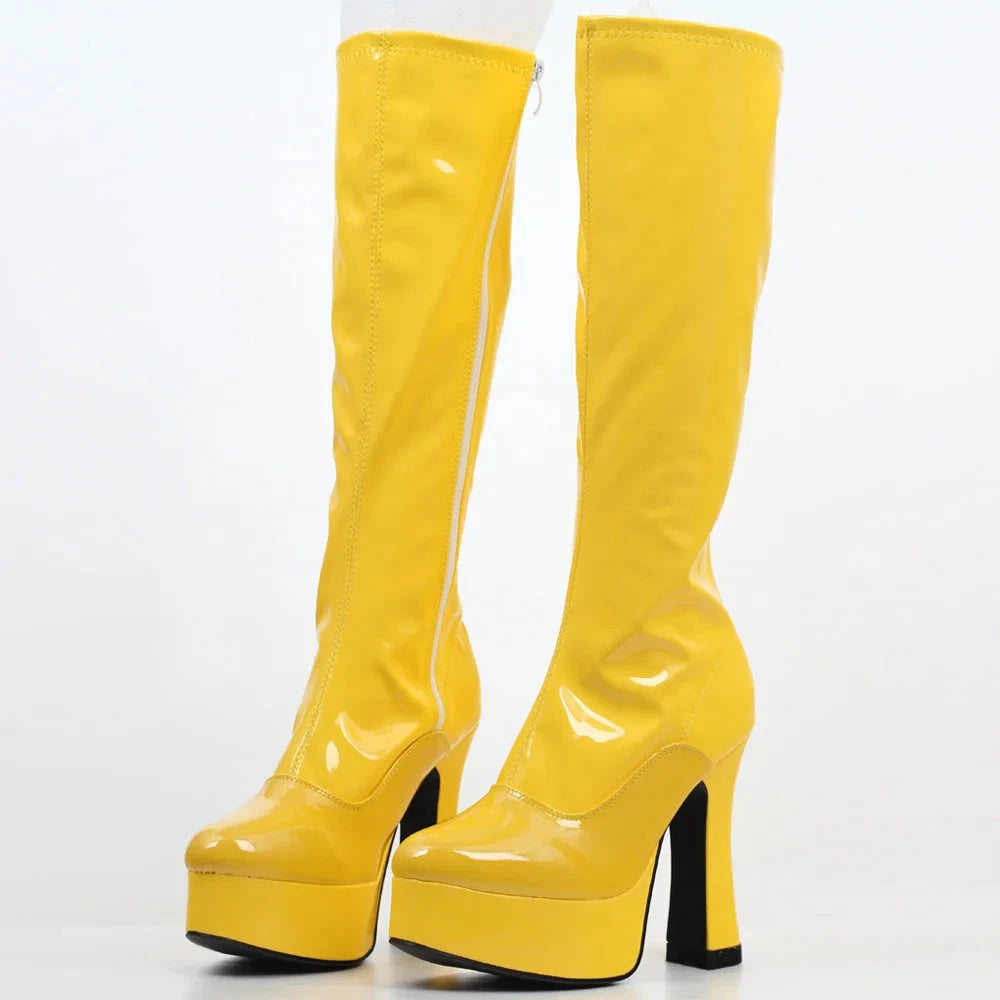Bottes femme genou haut – Talons épais et plateforme - LSDLBoutique