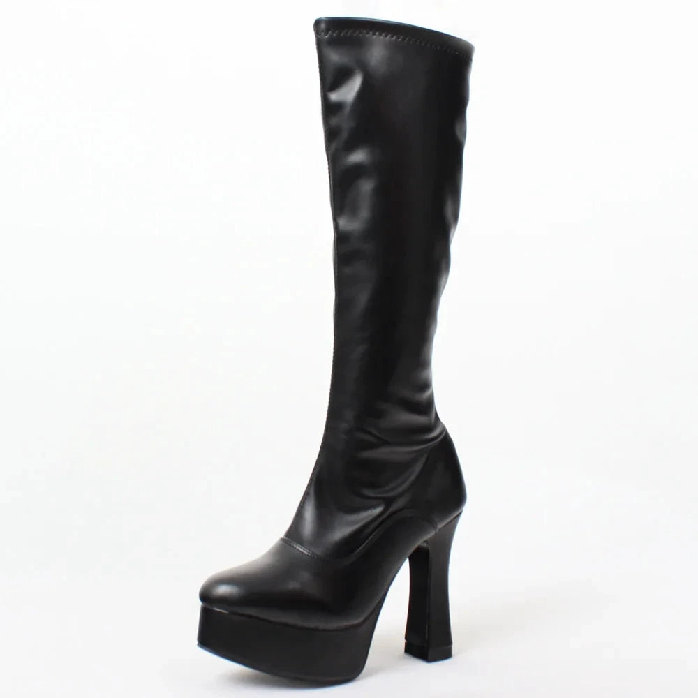 Bottes femme genou haut – Talons épais et plateforme - LSDLBoutique