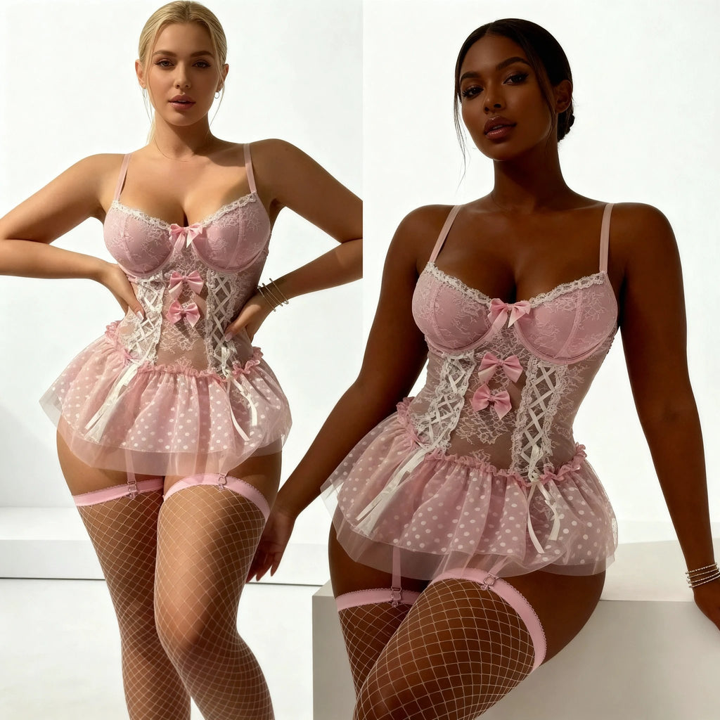 Isaline Corset Rose Pastel Avec Jupon en Tulle Raffiné - LSDLBoutique