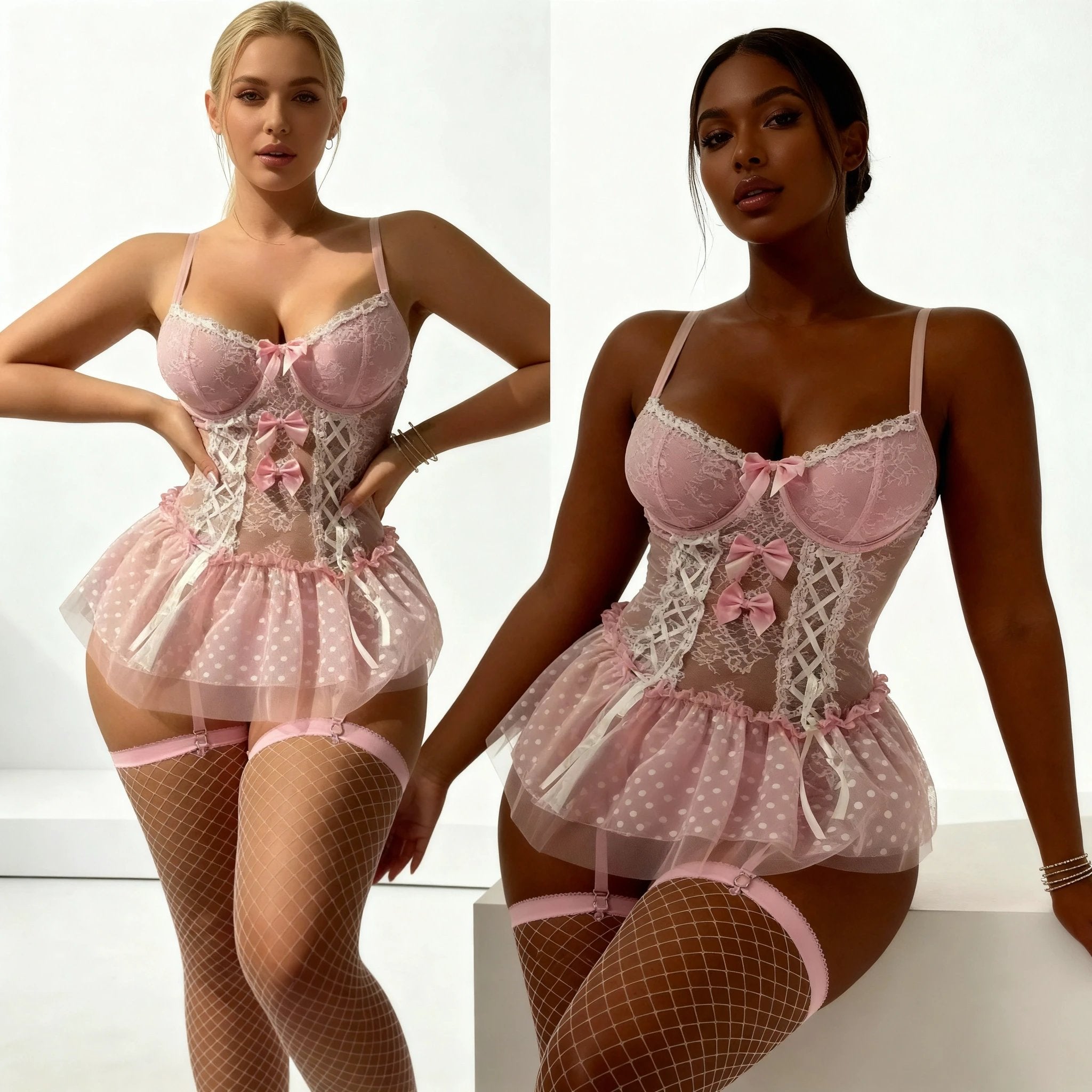 Isaline Corset Rose Pastel Avec Jupon en Tulle Raffiné - LSDLBoutique