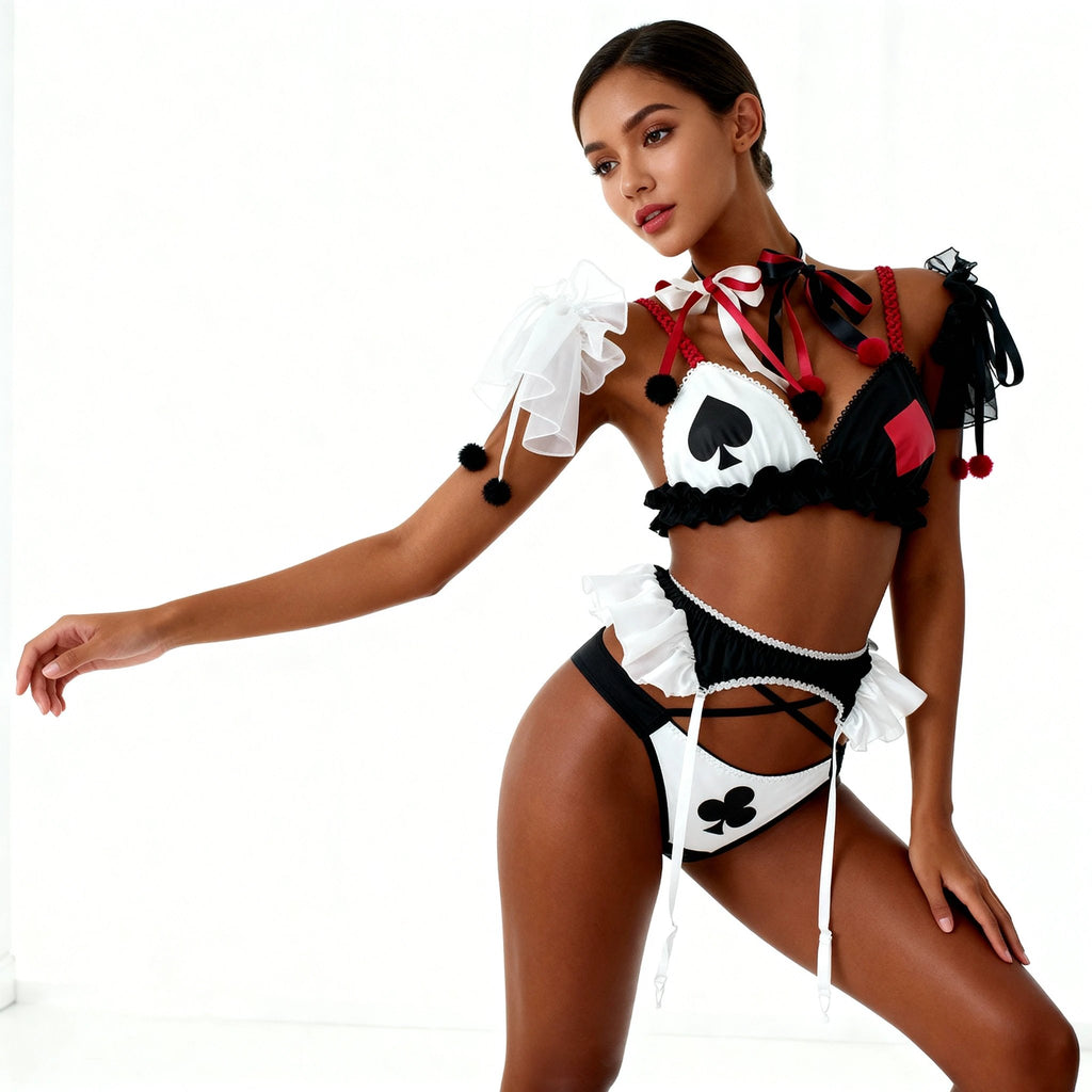 Les Secrets de Léa - Ensemble Lingerie Carte à Jouer Dentelle Noire - Pallas - LSDLBoutique