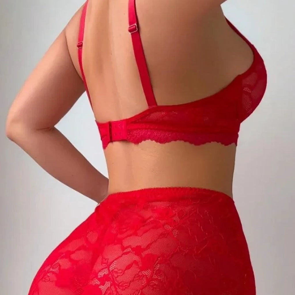 Les Secrets de Léa – Ensemble dentelle rouge deux pièces – Maryline - LSDLBoutique