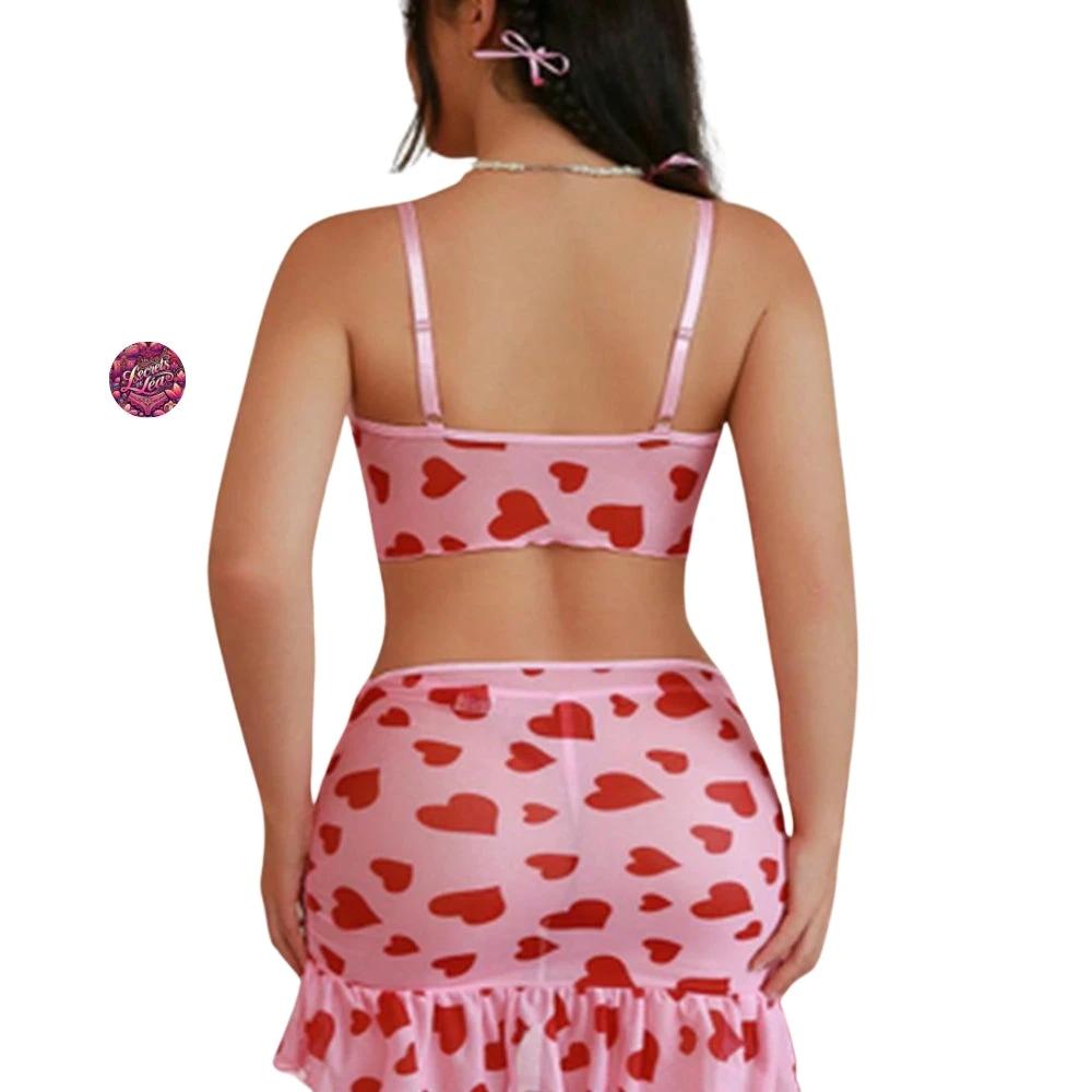 Les Secrets de Léa – Pyjama rose motif cœurs – Cherry - LSDLBoutique