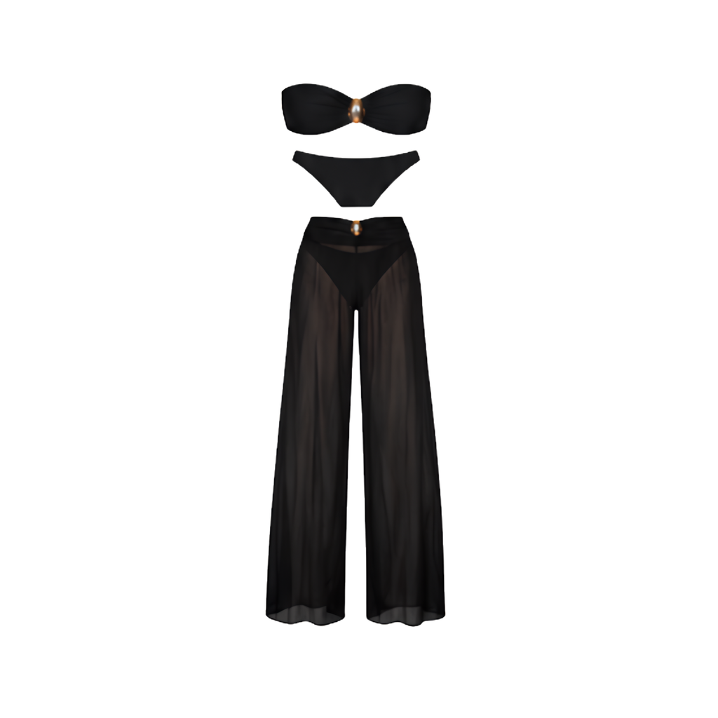 Maillot de bain bandeau noir et pantalon voile – Egea