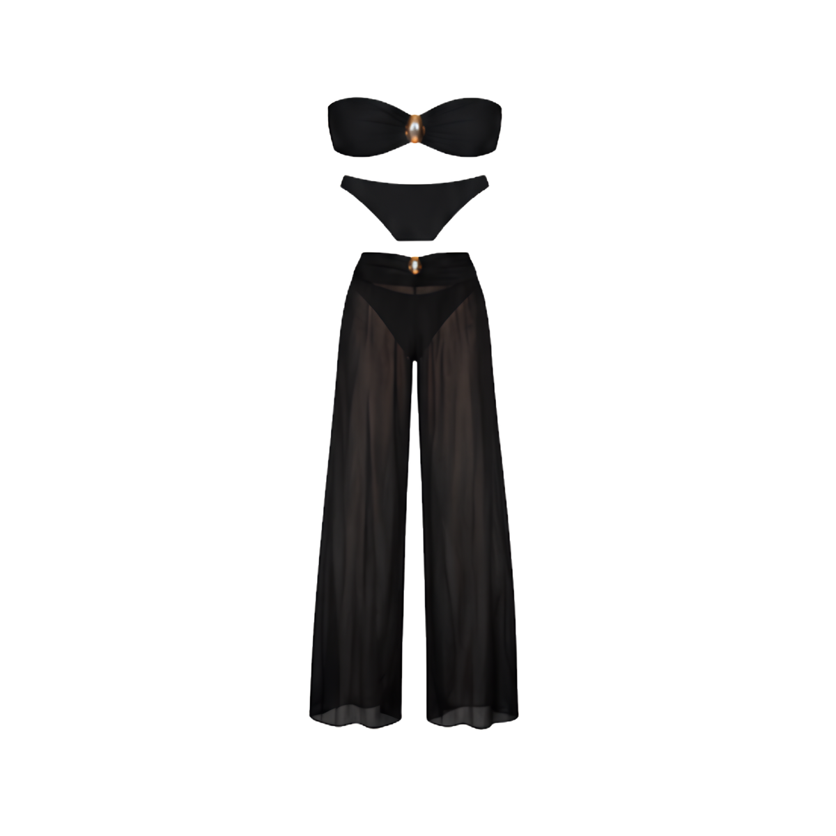Maillot de bain bandeau noir et pantalon voile – Egea