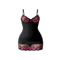 Nuisette noire brodée de roses – Letitia