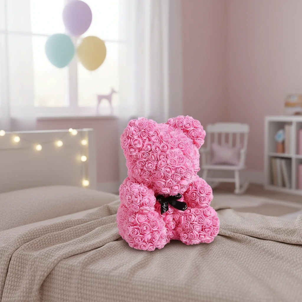 Ourson en Roses Éternelles Rouges - LSDLBoutique