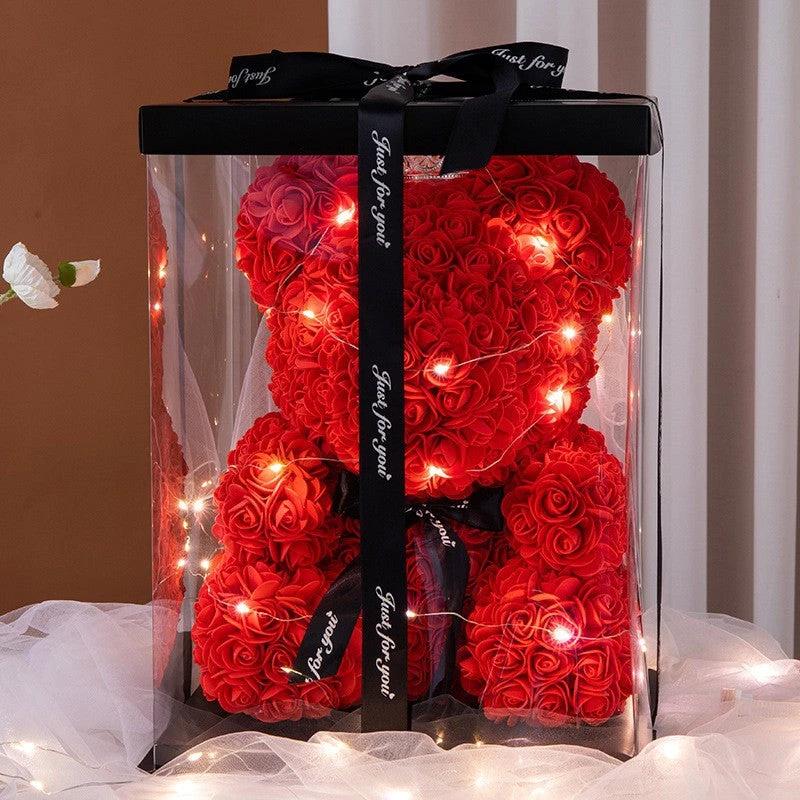 Ourson en Roses Éternelles Rouges - LSDLBoutique