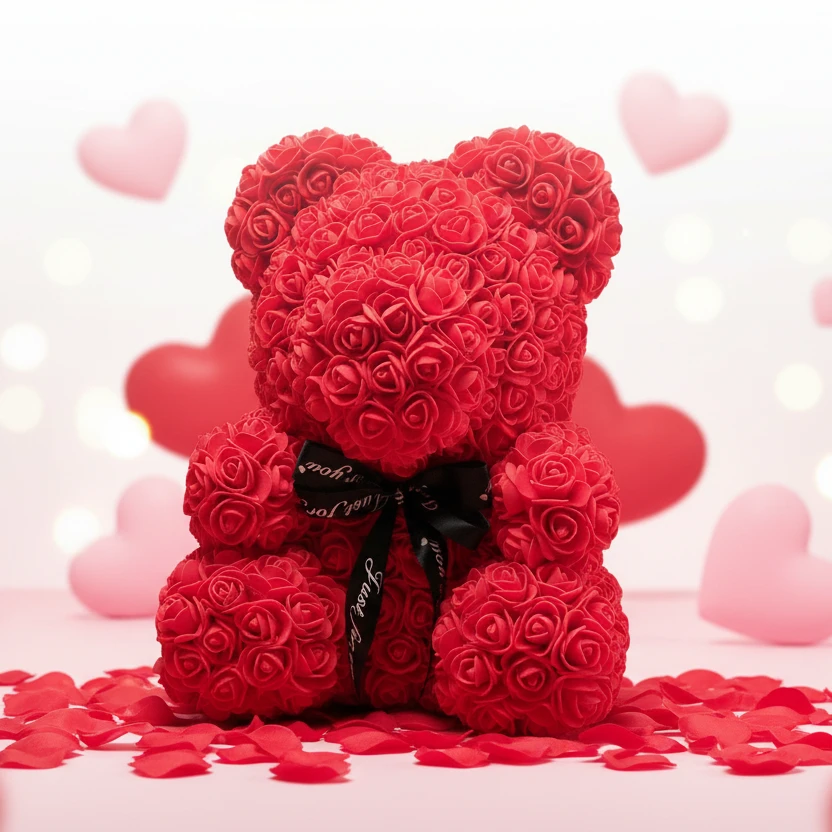 Ourson en Roses Éternelles Rouges - LSDLBoutique