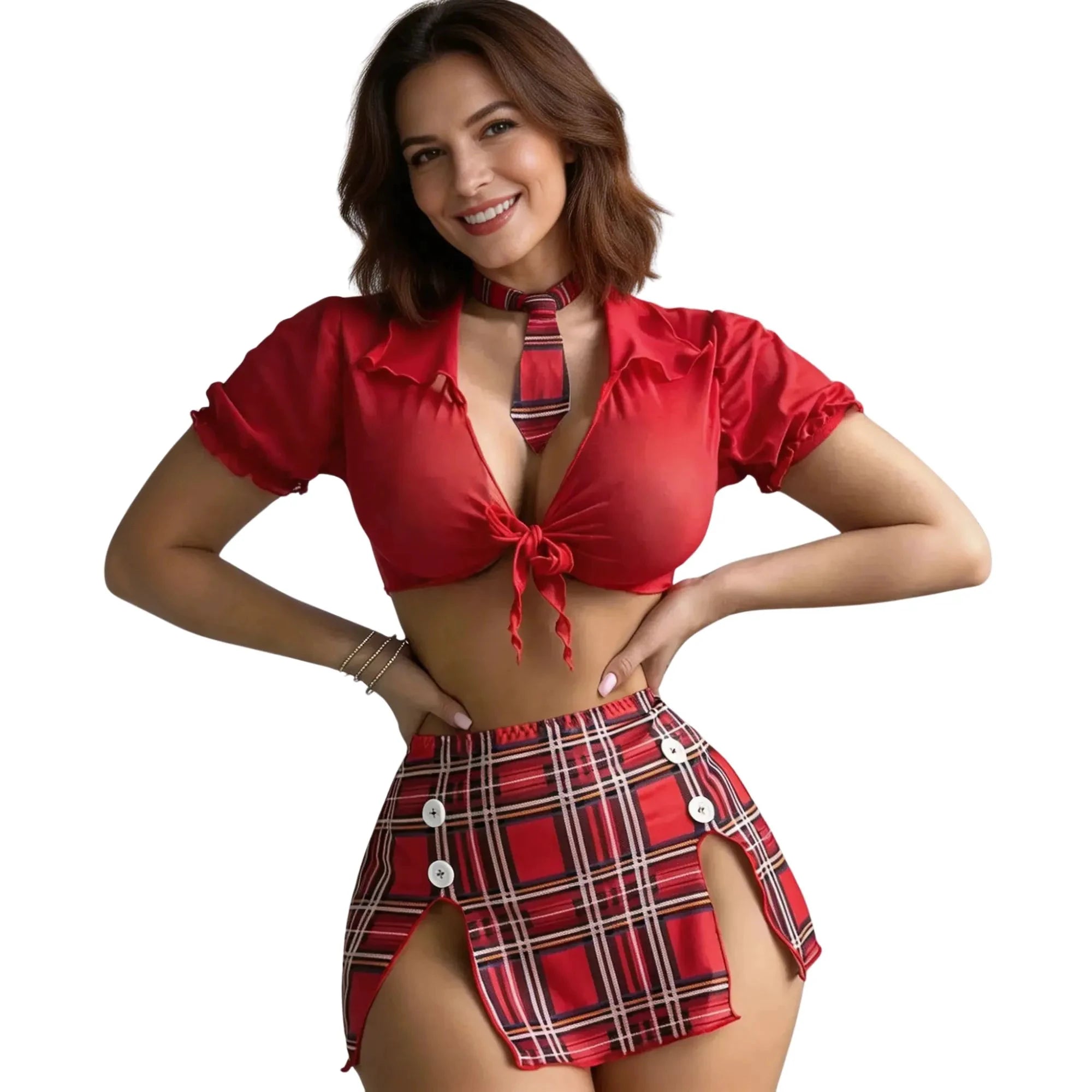 Les Secrets de Léa – Ensemble lingerie quatre pièces à carreaux – Patricia - LSDLBoutique