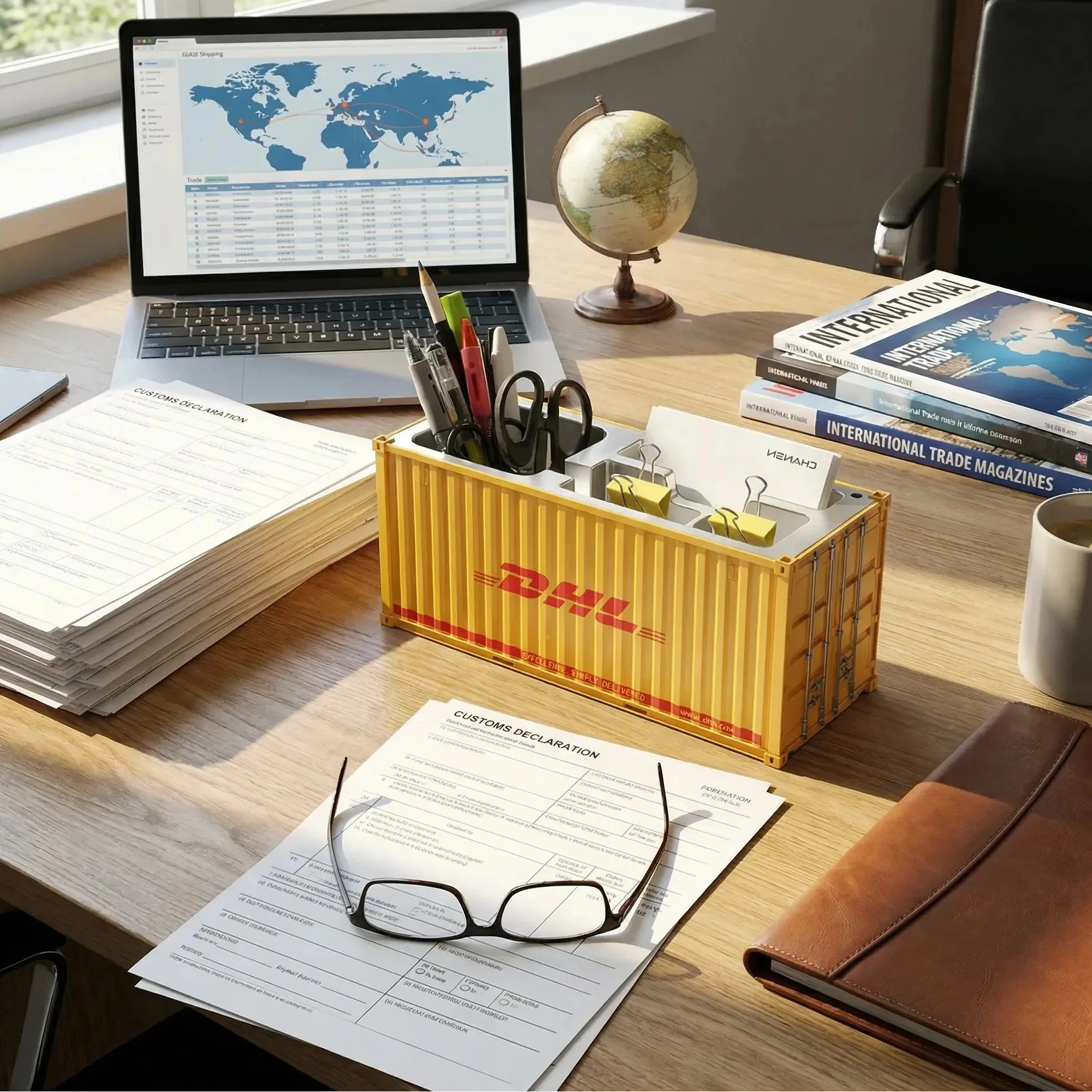 Porte-stylos design conteneur maritime – Rangement de bureau industriel – vue 2 | Les Secrets de Léa