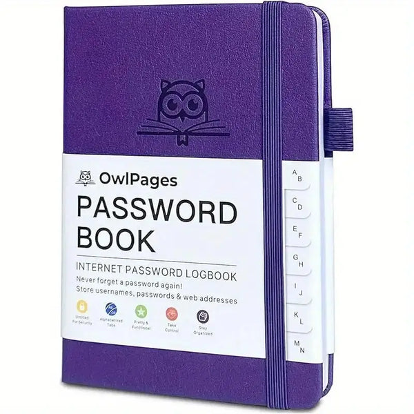 Carnet mot de passe couverture rigide avec onglets alphabétiques – Violet | Les Secrets de Léa
