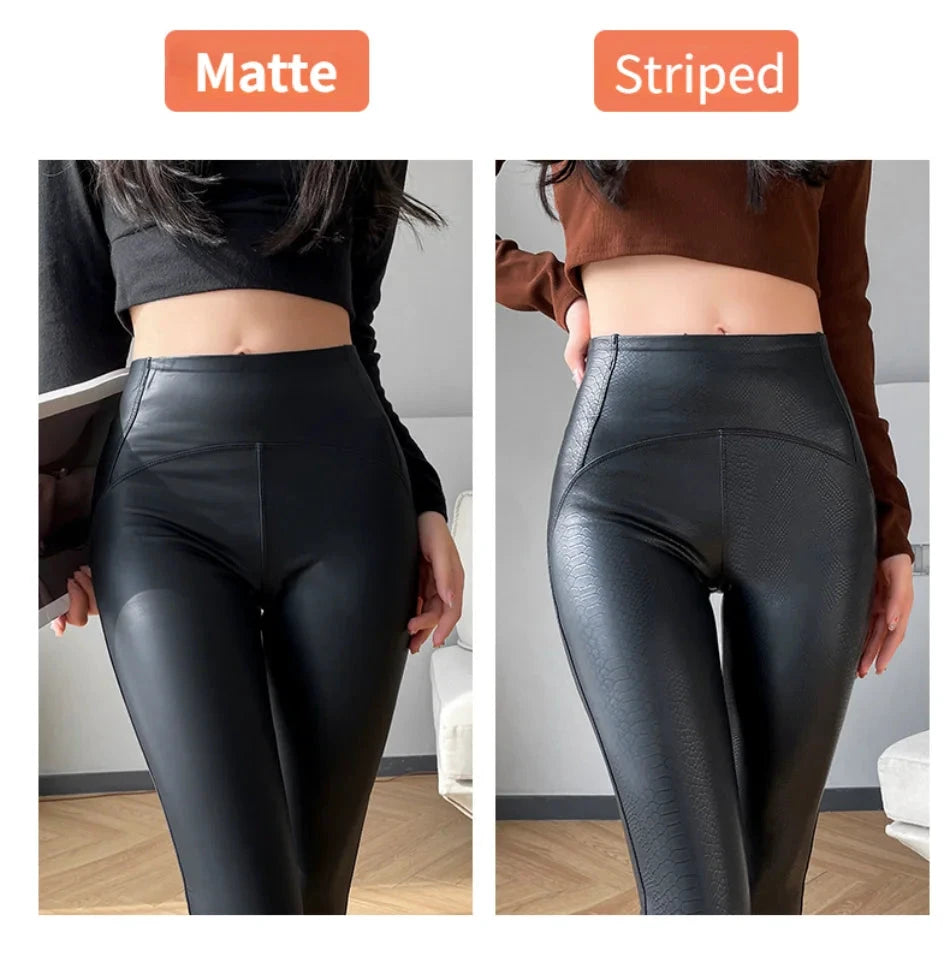 Leggings Cuir PU Noir Taille Haute Serpent - LSDLBoutique
