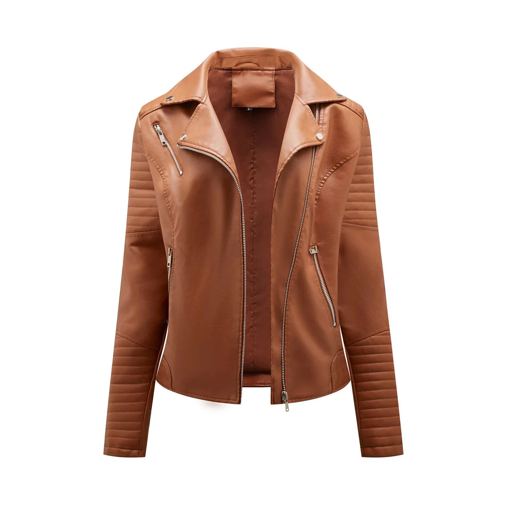 Veste Courte en Cuir Femme – Style Moto