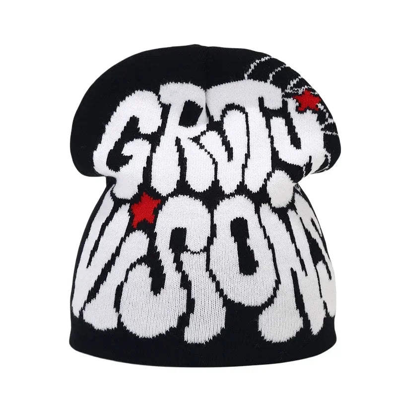 Bonnet jacquard Y2K – 100 motifs, taille unique