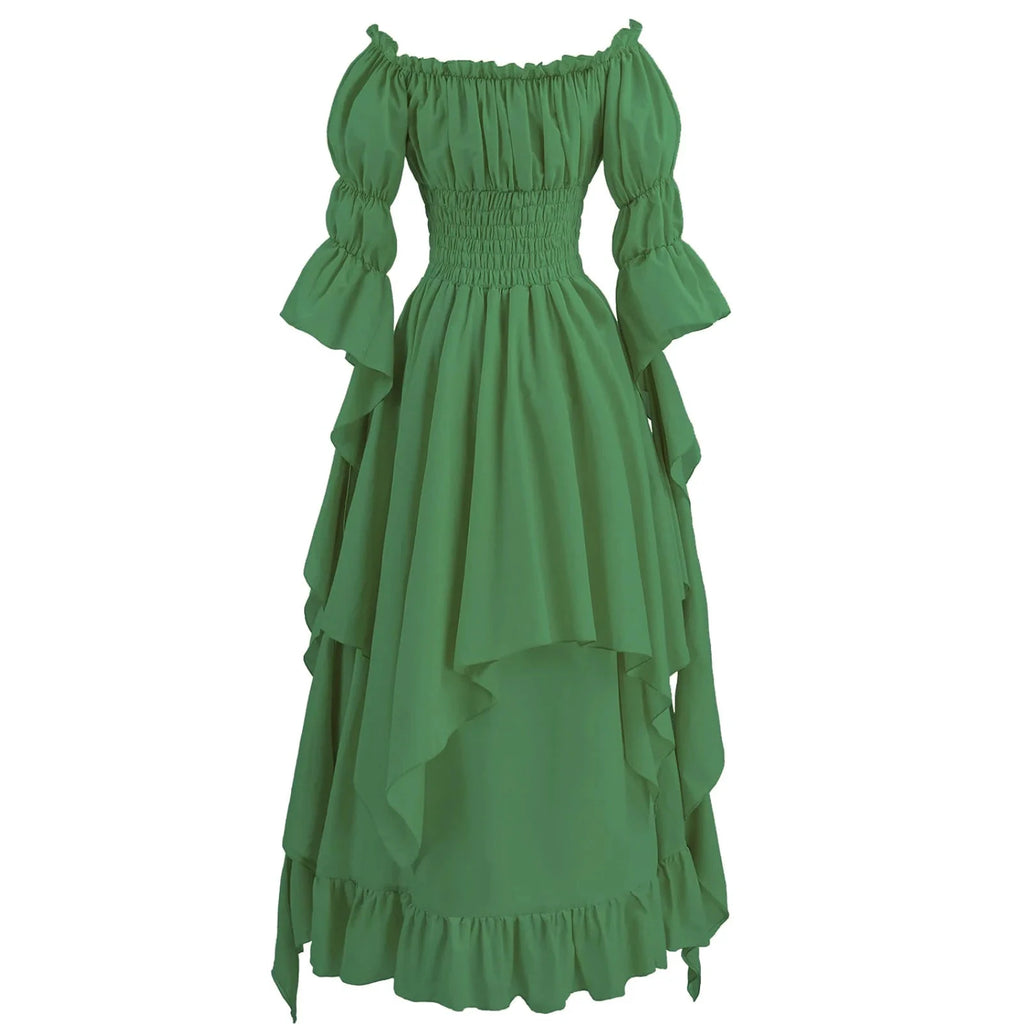 Robe longue style médiéval manches longues encolure élastique - LSDLBoutique