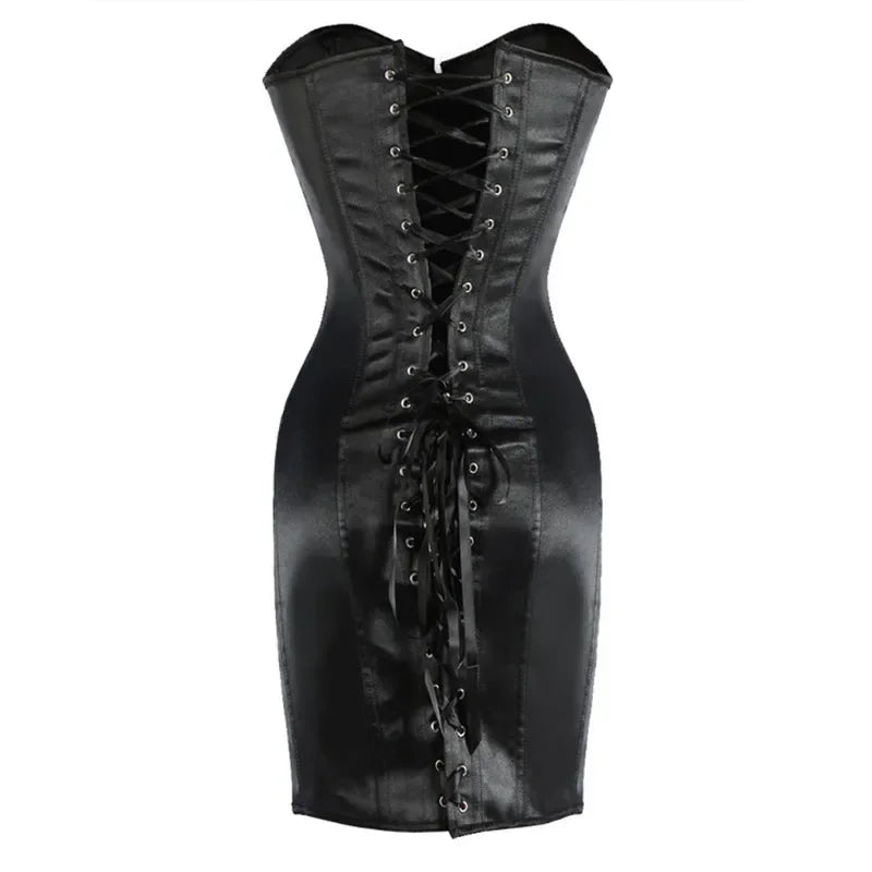 Satin Lace-Up Overbust Corset Gothic Style – Plus Size