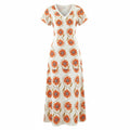 Robe longue bohème florale – Col en V, manches courtes, fente latérale