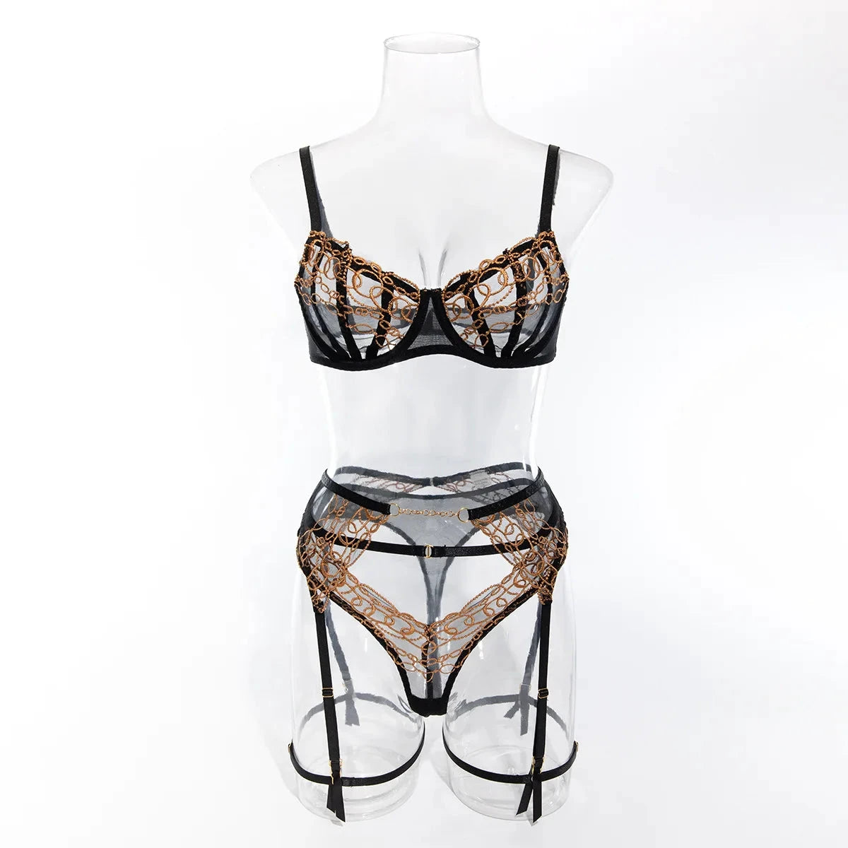 Les Secrets de Léa – Ensemble lingerie 4 pièces dentelle brodée – Katia - LSDLBoutique